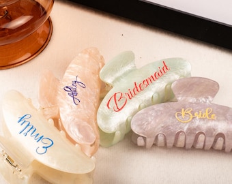 Personalisierte Klauenclips, Große Haarkrallenclips, Namen Haarkrallenclips, Haarschmuck für Brautjungfer, Haarkrallen