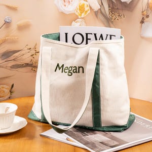 Custom Canvas Tote Bag, Embroidered Canvas Tote Bag with Name, Bridesmaid Gift Bag, Bachelor Party Gift, School Bag, Beach Bag