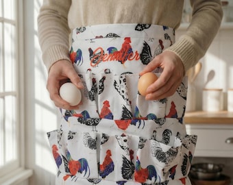 Eier sammeln Halbschürze mit Taschen - Gartenschürze, wasserdichte Schürze, Arbeitsschürze, Geschenke für Mama, Osterschürze