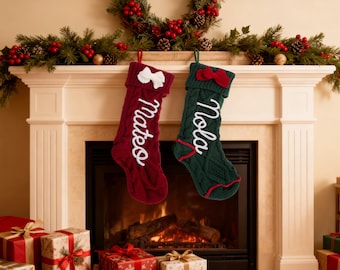 2025 Handgefertigter gehäkelter Weihnachtsstrumpf - Personalisierte Stricknamensocke, benutzerdefinierte Weihnachtsgeschenktasche, mehrere Farben