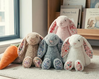 Personalisierte Monogramm Häschen - Benutzerdefinierte Kuscheltier, Plüschtier Häschen, Kinderzimmer Dekor, Geschenk für Kinder, Ostergeschenk