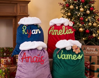 2026 Handmade Velvet Santa Sack – Personalized Large Liberty Christmas Gift Bag, Elegant Holiday Storage & Home Decor