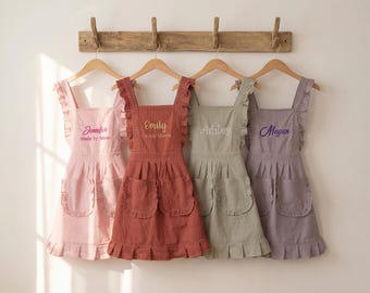 Personalisierte gestickte Schürze für Frauen mit Taschen, individuelle Küche Kochen Backen Vintage wasserdichte Garten Künstler Schürze, Geschenk für Sie