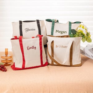 Personalized Embroidered Canvas Tote Bag, Monogram Canvas Tote, Custom Name Tote Bag, Tote Bag Bridesmaids, Bachelorette Gift
