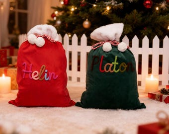 2025 Handgefertigter personalisierter Samt-Weihnachtssack - Benutzerdefinierte Liberty Weihnachtsandenken, große Weihnachtsdekoration für die Familie