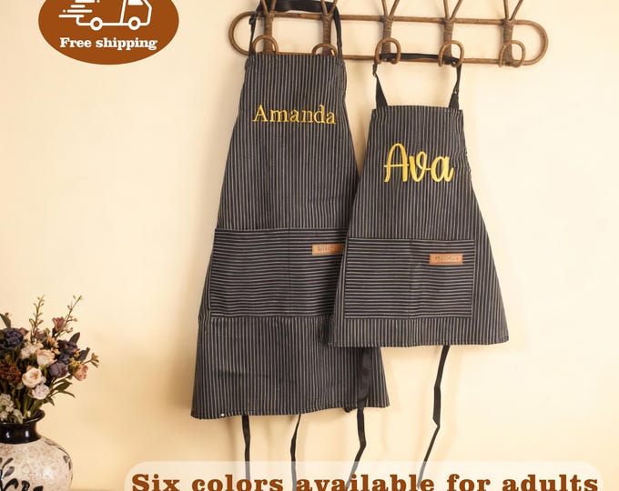 Personalized Barista Apron, Custom Chef and Artist Apron with Pockets, Waterproof Kitchen Apron for Men and Women