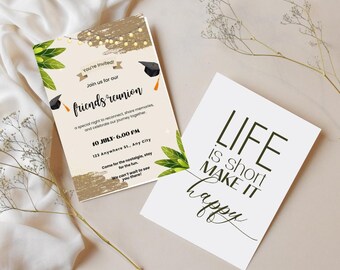 Friends Reunion Invitation Template | Graduation Party Card (Digital Download)
