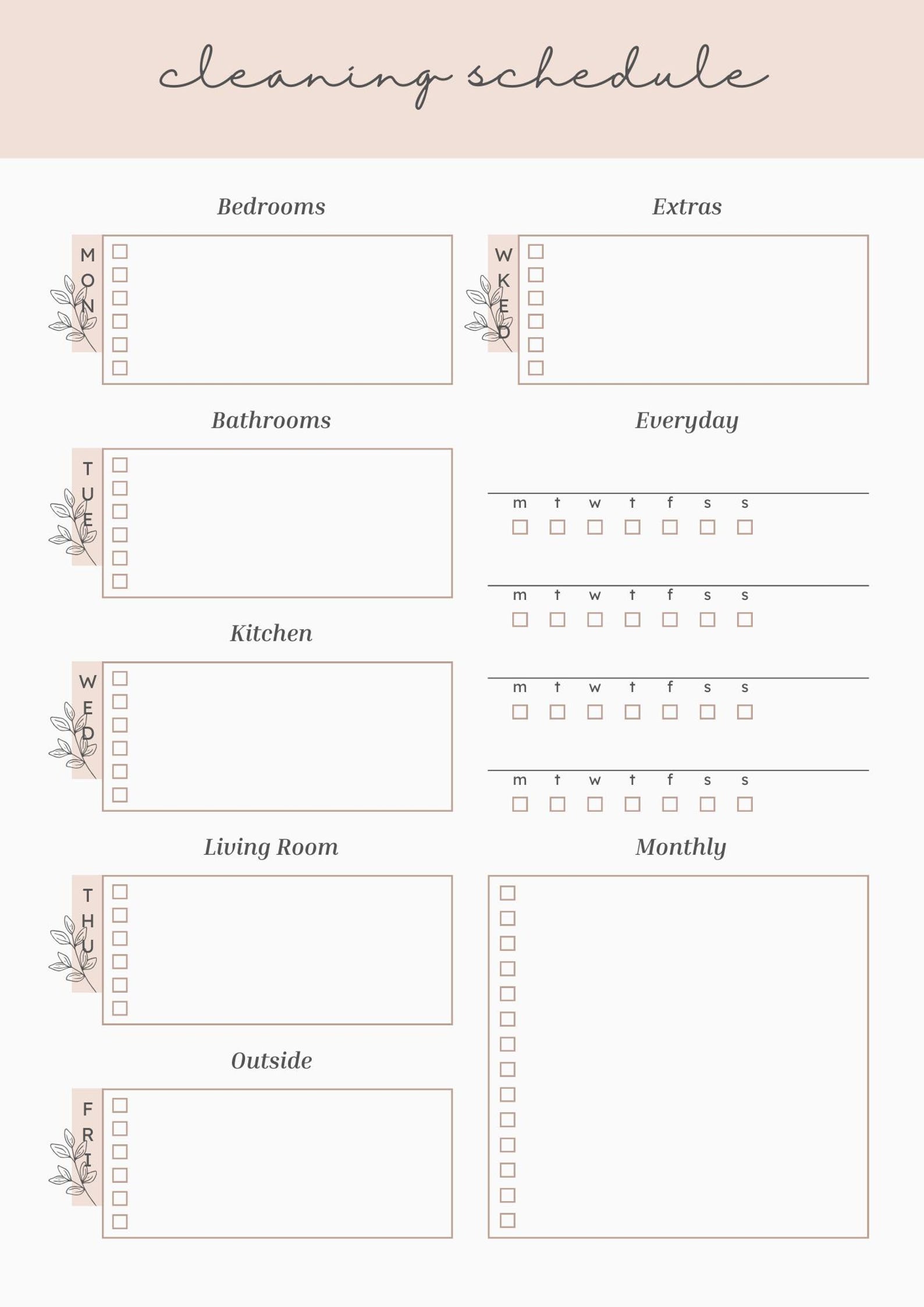 Home Cleaning Schedule Printable: Daily, Weekly, Monthly Planner (PDF ...