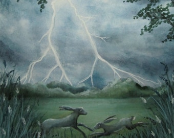 Hare Print "Storm Dancing"