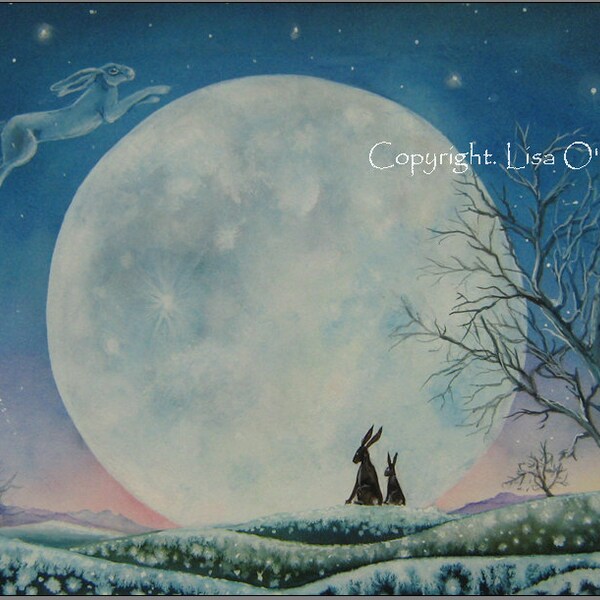 Hare Print, Moon " Tales of Winters Past " Spirit Guide