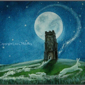 Hare Print, Moon  " Moonborn" Glastonbury Tor