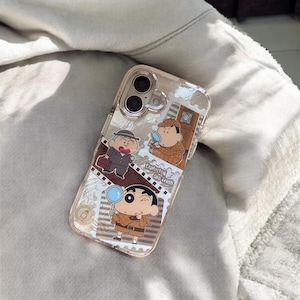 Funda para iPhone de Detective Shinchan: divertida funda blanda de anime con diseño de dibujos animados kawaii. Regalo para fans de Crayon Shinchan y amantes del misterio.