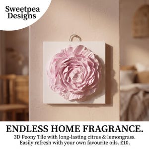 Fragrance Scented Peony Flower Tile Hanging Air Freshner  scented Citrus , cute aroma freshner 9cm square Homemade