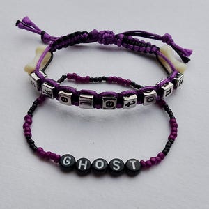 Ghost Band Skeletour inspired bracelet set - black and purple