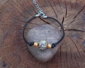 Hazbin Hotel Lucifer Morningstar Hand-painted Bead Leather Bracelet
