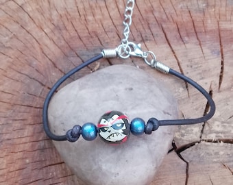 Hazbin Hotel Husk Hand-painted Bead Leather Bracelet