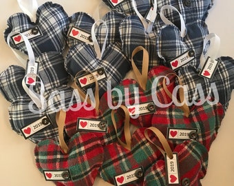 6 Custom Made Memory Heart Ornaments