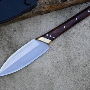 Custom Handmade Carbon Steel Blade Leaf Spear Sword - Hunting Spear Camping Christmas Gift