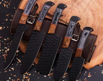 Ensemble de chef en acier damas, ensemble de chef damas forgé à la main, couteau de chef damas, couteau de cuisine, ensemble de couteaux pour barbecue en acier damas faits main cadeau HOMME