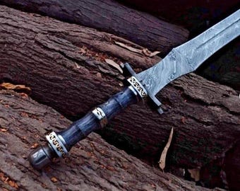 Hand Forged Viking Personalized Damascus Steel Sword | Custom Fantasy Sword | Collectible Medieval Historical Sword | Christmas Gift  gift