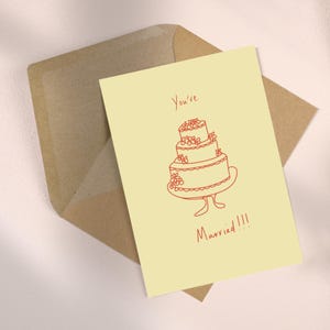 Você é casado - bolo de casamento caprichoso, cartão de amor desenhado à mão