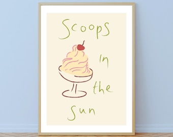 Gelato ice cream Italian Mediterranean dessert wall art print A4 I summer