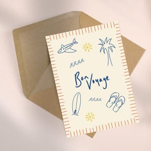 Buon viaggio blu ~ biglietto di auguri in movimento, viaggio, partenza