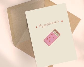 Handgemaakte Valentijnskaart: Mijn Match, Liefdesgroet voor ons jubileum