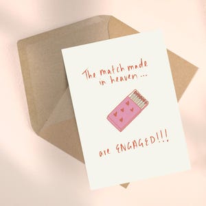 Match made in heaven verloving ~ wenskaart bruiloft verloofd handgemaakt grillig
