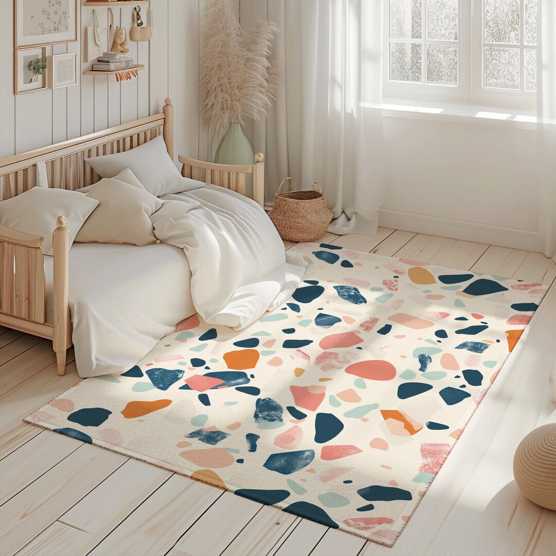 Terrazo Rug Terrazzo Pattern Room Rug, Nursery Rug, Children's Rug, Baby Mat ...