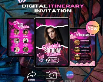 Plantilla de itinerario de viaje editable: Planificador de viajes de Canva (Descarga digital en PDF)