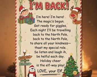 Carta de bienvenida de elfo, plantilla editable de Canva, carta de bienvenida de elfo para niños y niñas, carta de regreso de elfo, carta de elfo navideño