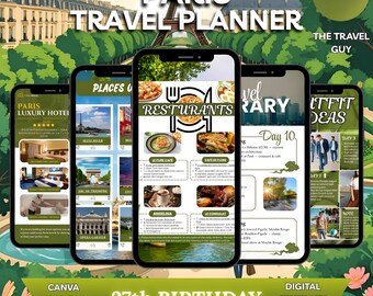 Plantilla de planificador de viajes de Canva: Itinerario de viaje digital editable (descarga digital)