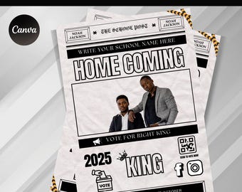Volante del rey del baile, volante de campaña de clase, volante de Canva del rey del baile, publicación editable de Instagram, diseño de periódico, vota por mí, Canva editable