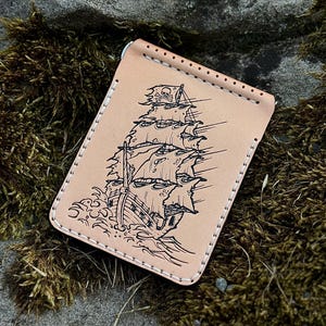 Carteira com prendedor de dinheiro em couro feito à mão, design fino, curtido com vegetais, com compartimentos para cartões e porta-notas, presente exclusivo para ele