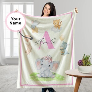 Cute Animals Baby Blanket - Personalized Baby Gift, Soft Fleece Baby Swaddle, Plush Blanket, Couch Throw Gift
