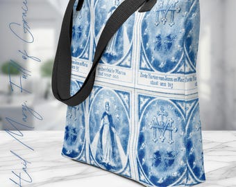 Miraculous Medal in Blue Tote Bag