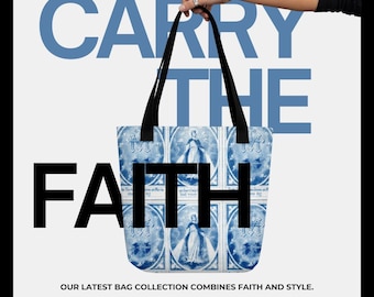 Miraculous Medal Extra Large Tote Bag with Pocket