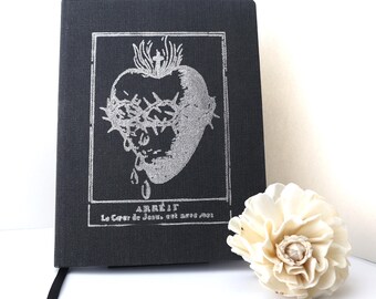 Sacred Heart Gray Linen Journal