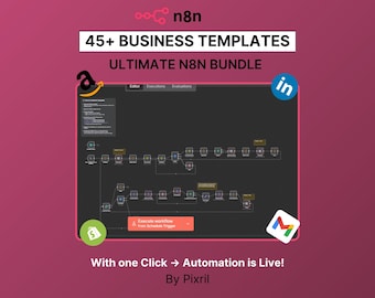 n8n ビジネスオートメーション: 45 以上のワークフローバンドル (即時ダウンロード)