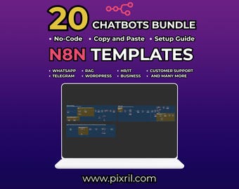 20 Ready-to-Use Chatbot n8n Workflows: AI Agents for WhatsApp, Telegram & Websites (Instant Digital Download)