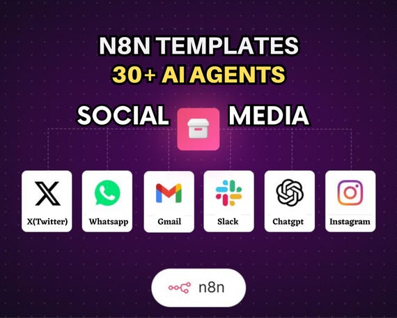 n8n Templates Bundle — 30+ Social Media & AI Automation Workflows | JSON Instant Download
