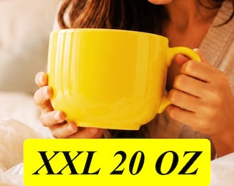 Extra grote keramische mok van 600 ml/20 oz, geschikt voor magnetron en vaatwasser, gigantische theekop, ideaal cadeau voor mannen en vrouwen, enorm, groot, blauw, roze XXL