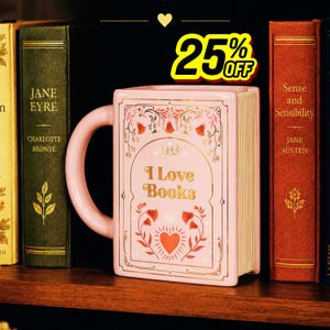 Tasse en porcelaine en forme de livre Coffee & Books - Tasse à café/thé vintage esthétique, cadeau parfait pour les amateurs de lecture