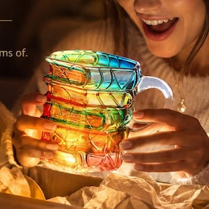 Mug en verre coloré en forme de livre – Mug de lecture artistique pour les amateurs de lecture, idée cadeau unique pour les lecteurs, les enseignants et les amateurs de littérature