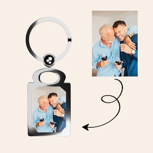 Custom Father Son Adult Keychain, Personalized Dad Gift, Family Portrait Key Holder, Photo Key Fob, Photo Keychain