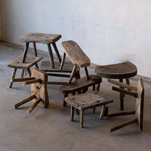 French Workman’s Stool – 19th Century Wooden Seat