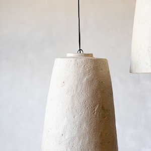 White Paper Mâché Pendant – Handcrafted Rustic Light