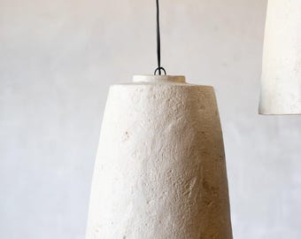 White Paper Mâché Pendant – Handcrafted Rustic Light