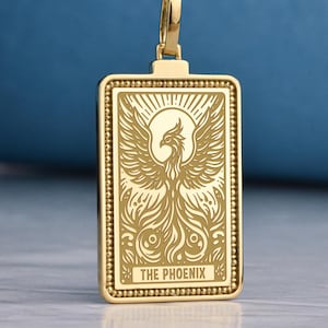 14K Gold The Phoenix Necklace, Immortality Charm, Engraved Fire Bird Amulet, Personalized Inspirational Jewelry, Phoenix Talisman Gift